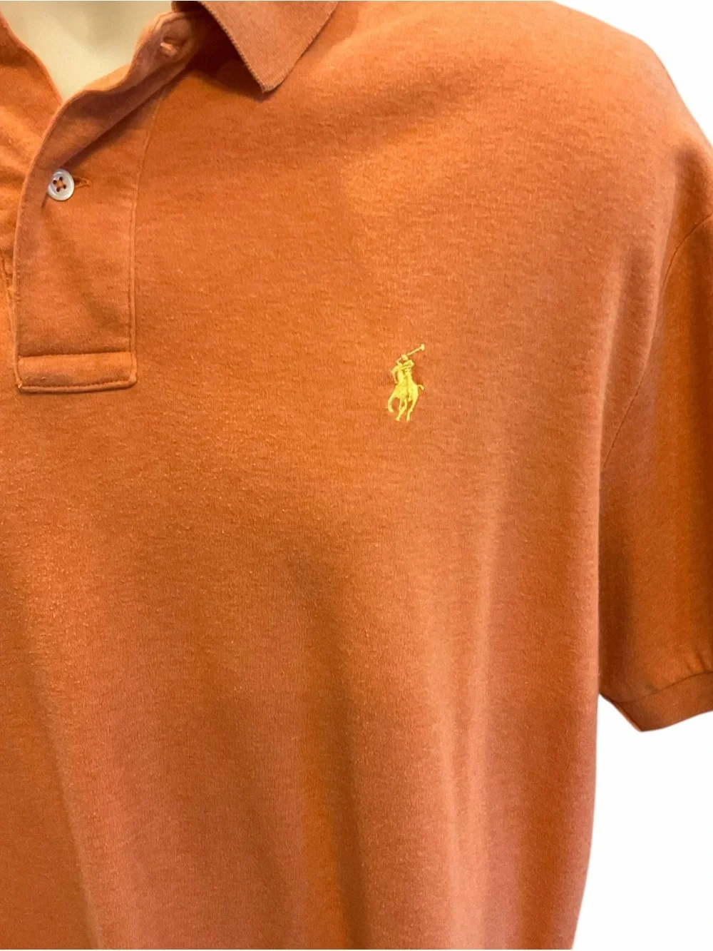 Polo by Ralph Lauren Mens Knit Polo Sz Large Heathered Orange Short Sleeve Fall